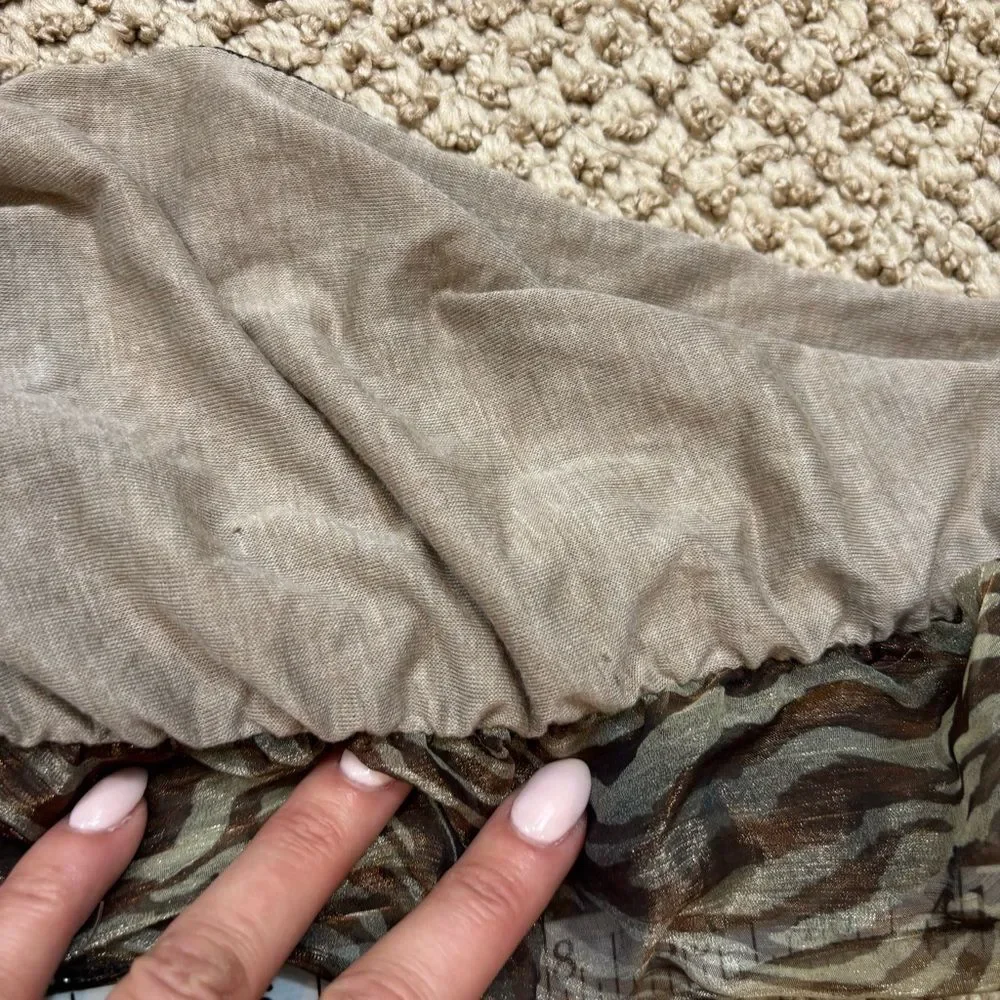 Ladies Ruffle Two Tone Animal Print Scarf‎